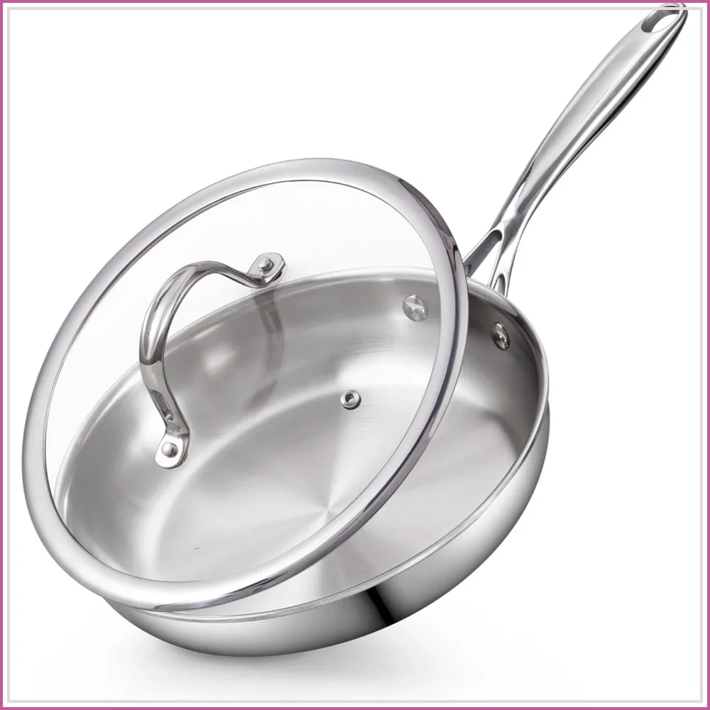 10-Inch Stainless Steel Frying Pan with Glass Lid, Stay-Cool Handle, Induction Compatible, Dishwasher & Oven Safe
10-Inch Stainless Steel Frying Pan with Glass Lid, Stay-Cool Handle, Induction Compatible, Dishwasher & Oven Safe