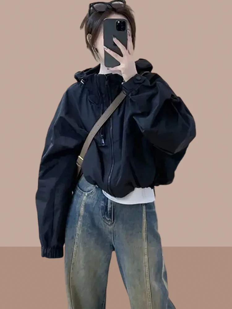 Fashionable Short Women's Jacket Spring Autumn New Style Commute Style Loose Fit Cotton Lined Hooded Zipper Closure Coat
Fashionable Short Women's Jacket Spring Autumn New Style Commute Style Loose Fit Cotton Lined Hooded Zipper Closure Coat