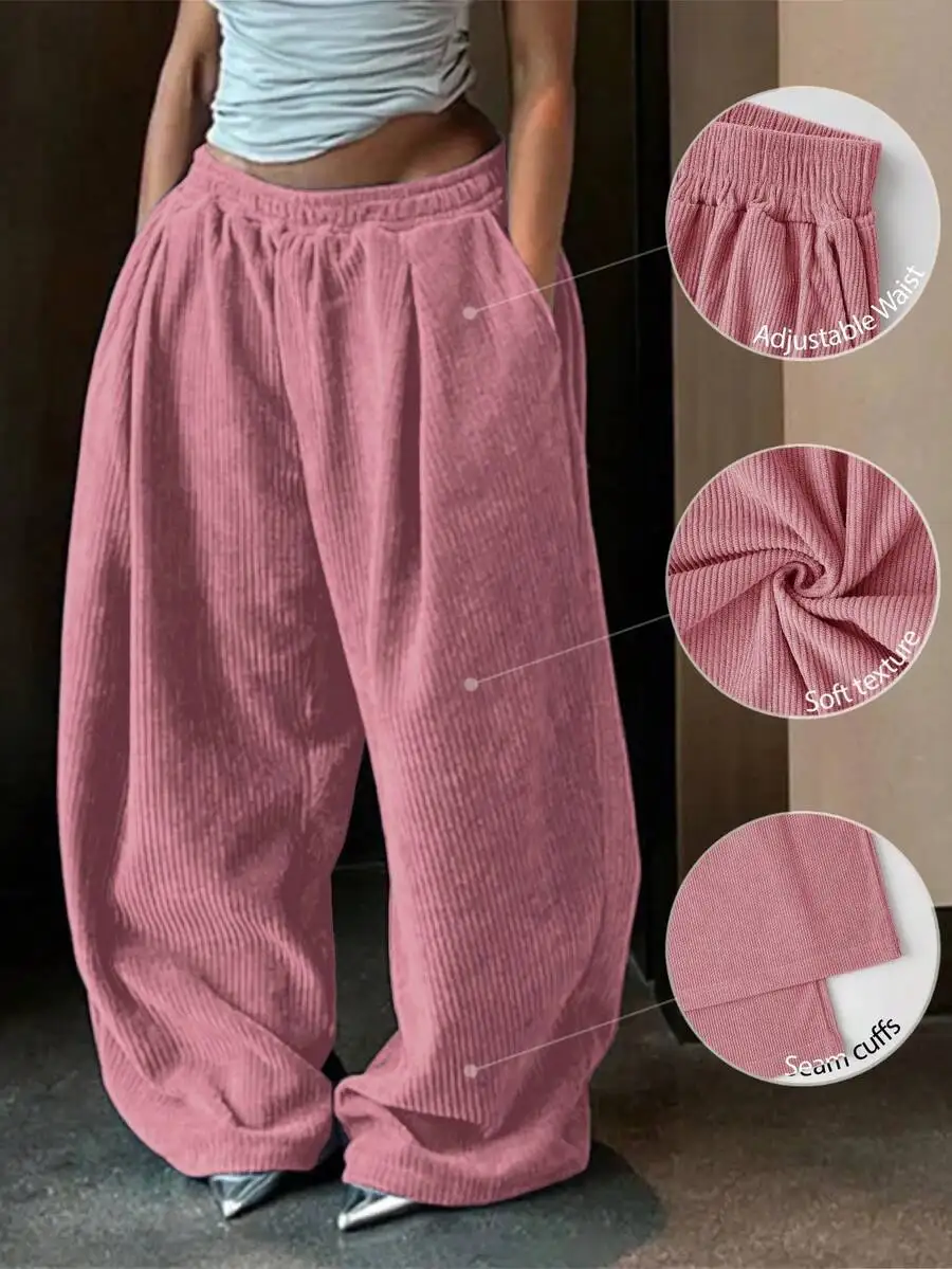 Women Solid Color Adjustable Waist Loose Corduroy Pants Casual Everyday Trousers
Women Solid Color Adjustable Waist Loose Corduroy Pants Casual Everyday Trousers