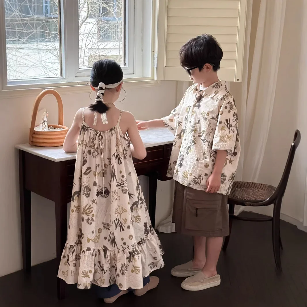 Vacation Sibling Look Brother Sister Holidays Matching Outfit Baby Girls Floral Dresses Boys Shirts Korean Children Twin Clothes
Vacation Sibling Look Brother Sister Holidays Matching Outfit Baby Girls Floral Dresses Boys Shirts Korean Children Twin Clothes