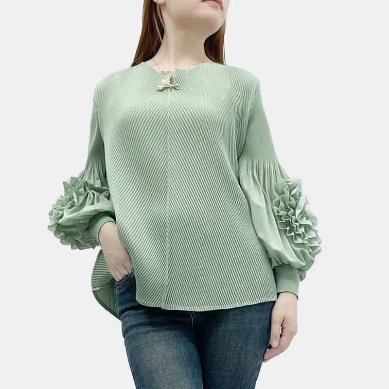 Round Neck Floral Long Sleeve Casual Design Loose Peplum Top 2025 Summer New Miyake Fashion Folded Solid Colour T Shirt Women's
Round Neck Floral Long Sleeve Casual Design Loose Peplum Top 2025 Summer New Miyake Fashion Folded Solid Colour T Shirt Women's