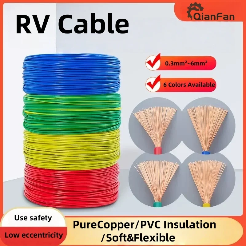 RV Copper Wire Flexible Cable Electric PVC Electrical Cable 300/500V Single-Core Multi-Strand Flexible Wire For Car Audio Wires
RV Copper Wire Flexible Cable Electric PVC Electrical Cable 300/500V Single-Core Multi-Strand Flexible Wire For Car Audio Wires