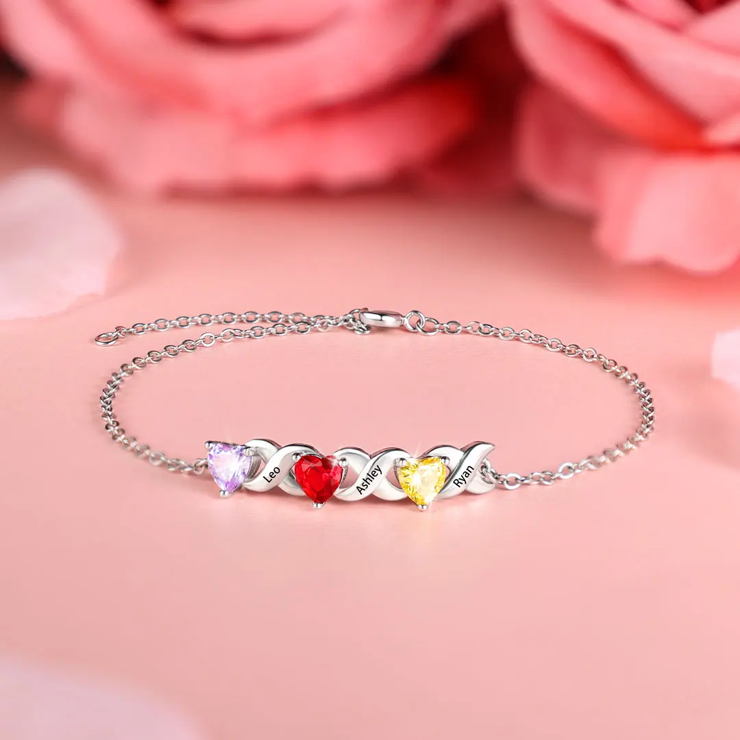 Family Custom Bracelet Heart Personalized Multiple Birthstones Max 7 Names Stainless Steel 18K Gold Plated Gift for Her Mom
Family Custom Bracelet Heart Personalized Multiple Birthstones Max 7 Names Stainless Steel 18K Gold Plated Gift for Her Mom