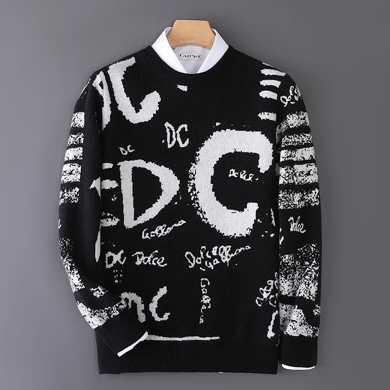 DjzDsm осенне-зимний вязаный свитер из 100% мериносовой шерсти с круглым вырезом, повседневная мужская одежда с длинными рукавами, базовый свитер с буквенным узором
DjzDsm осенне-зимний вязаный свитер из 100% мериносовой шерсти с круглым вырезом, повседневная мужская одежда с длинными рукавами, базовый свитер с буквенным узором