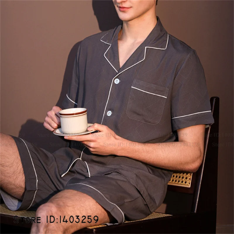 Oversize Pajams Male Viscose Sleepwear Loungewear Spring Summer New Print Short Sleeve 2Pcs Pijamas Suit Loose Homewear Lingerie
Oversize Pajams Male Viscose Sleepwear Loungewear Spring Summer New Print Short Sleeve 2Pcs Pijamas Suit Loose Homewear Lingerie