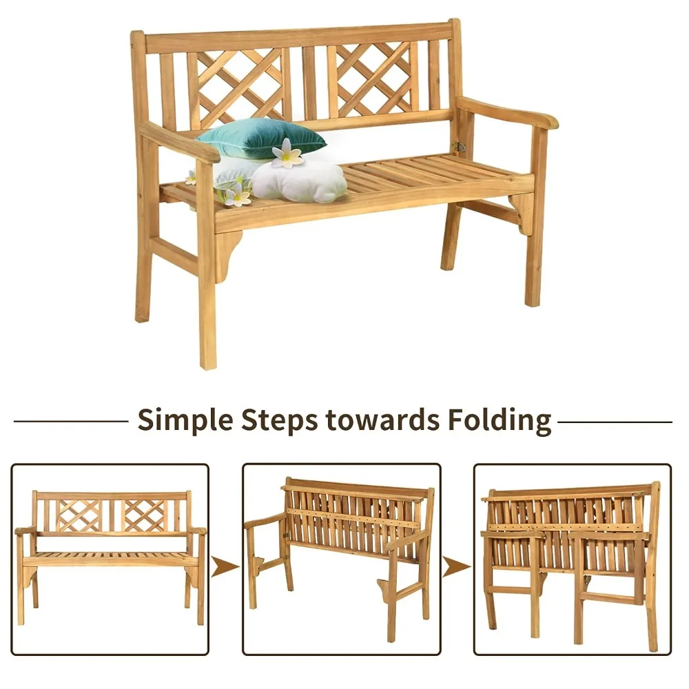Folding Outdoor Wood Garden Bench, Foldable Acacia Wood Patio Bench with Wide Curved Armrest & Backrest, Customized
Folding Outdoor Wood Garden Bench, Foldable Acacia Wood Patio Bench with Wide Curved Armrest & Backrest, Customized