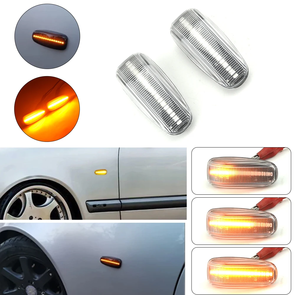 2PCS Dynamic Flowing LED Turn Signal Light Side Marker Sequential Blinker Light For Mercedes BENZ E-Class W210 C-Class W202 W208
2PCS Dynamic Flowing LED Turn Signal Light Side Marker Sequential Blinker Light For Mercedes BENZ E-Class W210 C-Class W202 W208