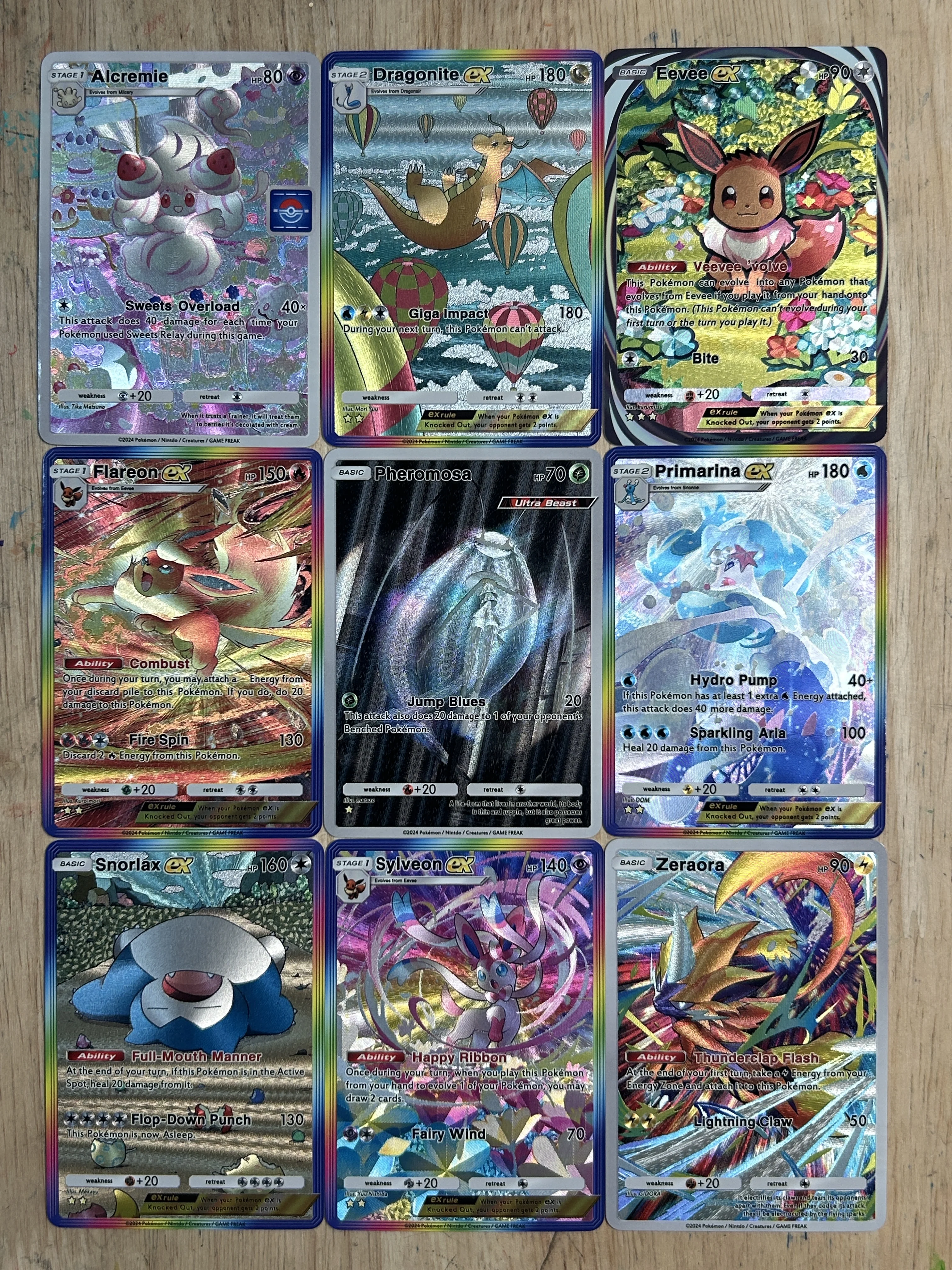 9Pcs PTCG Japanese Card Alcremie Flareon Dragonite Sylveon Eevee Zeraora 88 X 63mm Shining Texture Gift Toy Collection Card
9Pcs PTCG Japanese Card Alcremie Flareon Dragonite Sylveon Eevee Zeraora 88 X 63mm Shining Texture Gift Toy Collection Card