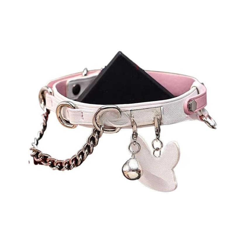 Genuine Leather Pink White Rabbit Collar Female M Bell Engraved Tag
Genuine Leather Pink White Rabbit Collar Female M Bell Engraved Tag