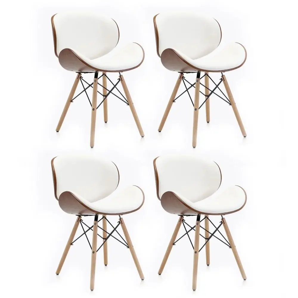 Set of 4 Mid Century Modern Dining Chairs, Upholstered Faux Leather Walnut Curved Back Contemporary Kitchen Dining Accent Chair
Set of 4 Mid Century Modern Dining Chairs, Upholstered Faux Leather Walnut Curved Back Contemporary Kitchen Dining Accent Chair