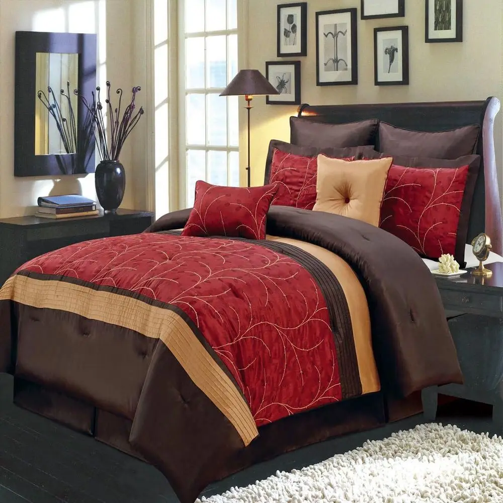 Red and Gold Queen Size 12-Piece Comforter Set with Bed Skirt, Pillow Shams, Decorative Pillows, Flat Sheet, Fitted Sheet, Pillo
Red and Gold Queen Size 12-Piece Comforter Set with Bed Skirt, Pillow Shams, Decorative Pillows, Flat Sheet, Fitted Sheet, Pillo