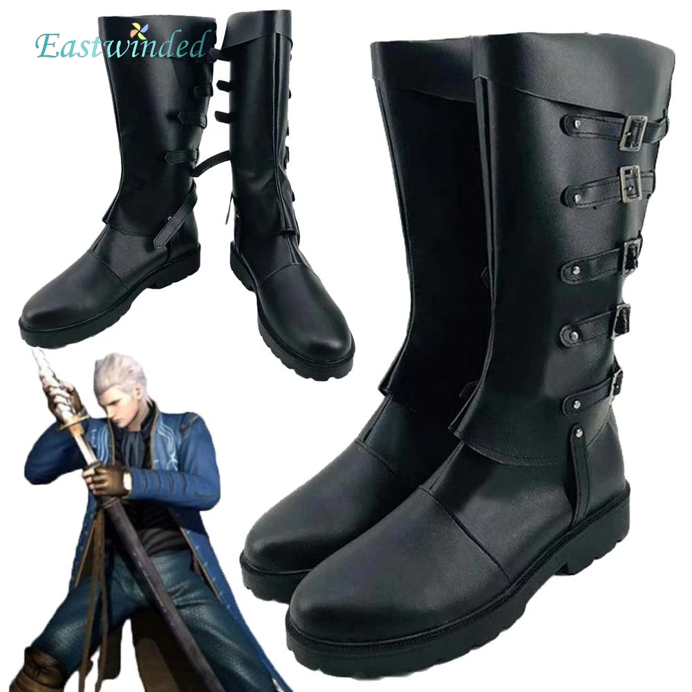 Черные длинные сапоги для косплея DMC Vergil, обувь из искусственной кожи, мужские аксессуары для костюмов для ролевых игр, карнавальные вечерние наряды на Хэллоуин, реквизит
Черные длинные сапоги для косплея DMC Vergil, обувь из искусственной кожи, мужские аксессуары для костюмов для ролевых игр, карнавальные вечерние наряды на Хэллоуин, реквизит