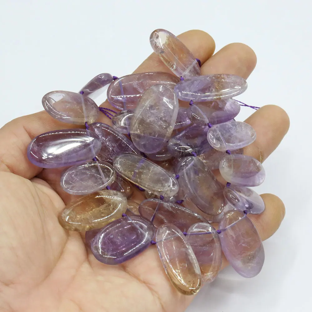 Real Ametrine Quartz Top-drill Oval Shape Yellow Amethyst Crystal Freedom Nugget Loose Beads 16" Jewelry Making DIY
Real Ametrine Quartz Top-drill Oval Shape Yellow Amethyst Crystal Freedom Nugget Loose Beads 16" Jewelry Making DIY