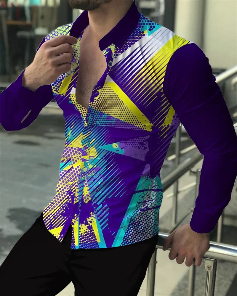 Shirt Men's Geometric Color Graffiti Lapel Button Long Sleeve Top Casual Party Outdoor Sports Soft Comfort Plus Size 2023
Shirt Men's Geometric Color Graffiti Lapel Button Long Sleeve Top Casual Party Outdoor Sports Soft Comfort Plus Size 2023
