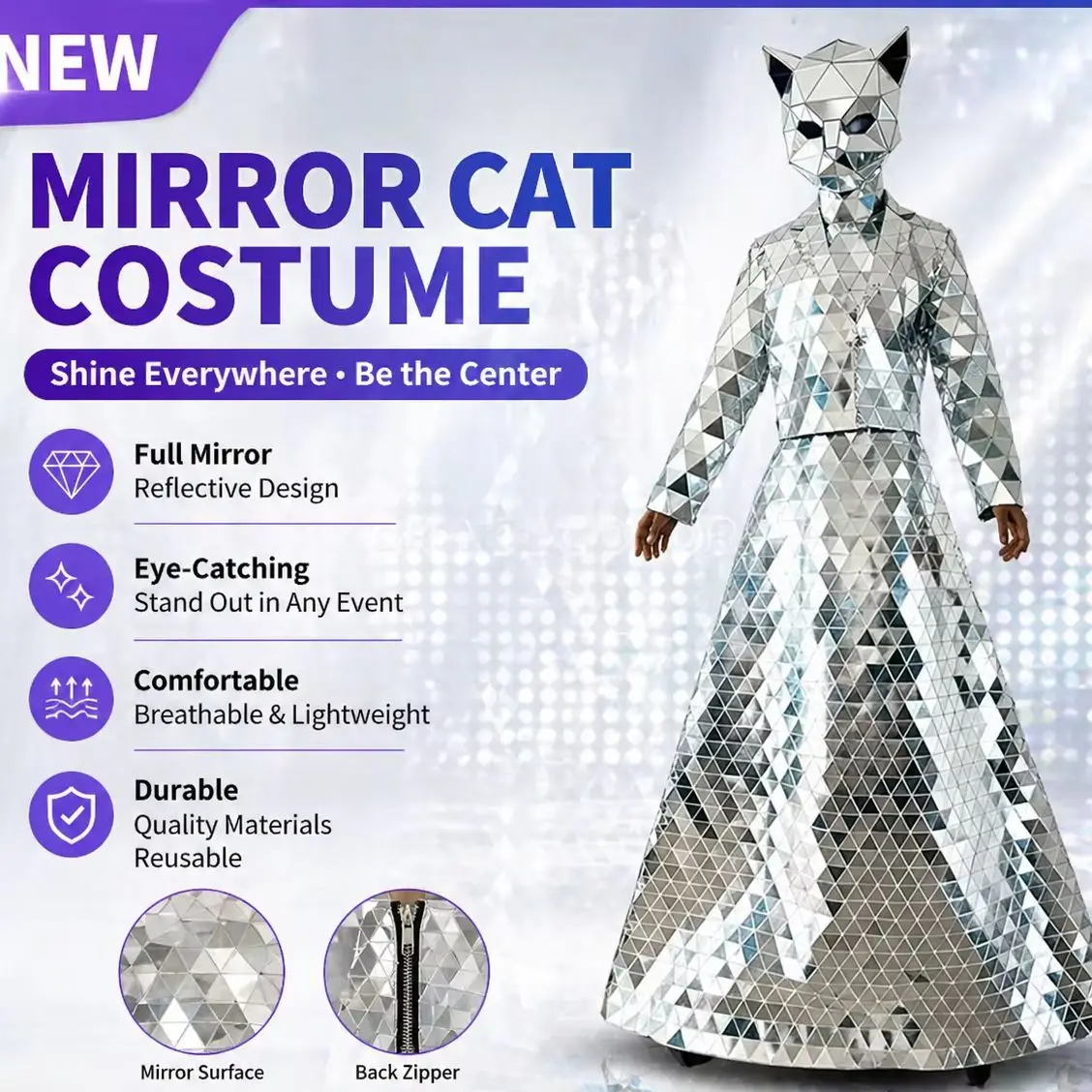 Women's Metallic Silver Mirror Reflective Suit Costume Kryoman Style Futuristic DJ Performance Wear for Rave Party Festival
Women's Metallic Silver Mirror Reflective Suit Costume Kryoman Style Futuristic DJ Performance Wear for Rave Party Festival
