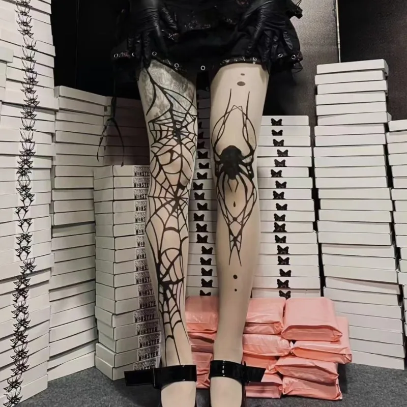 Goth Big Spider Pattern Silk Stockings Gothic Vintage Dark Fishnet Tights Women Alternative Sexy Spider Web Witch Pantyhose
Goth Big Spider Pattern Silk Stockings Gothic Vintage Dark Fishnet Tights Women Alternative Sexy Spider Web Witch Pantyhose