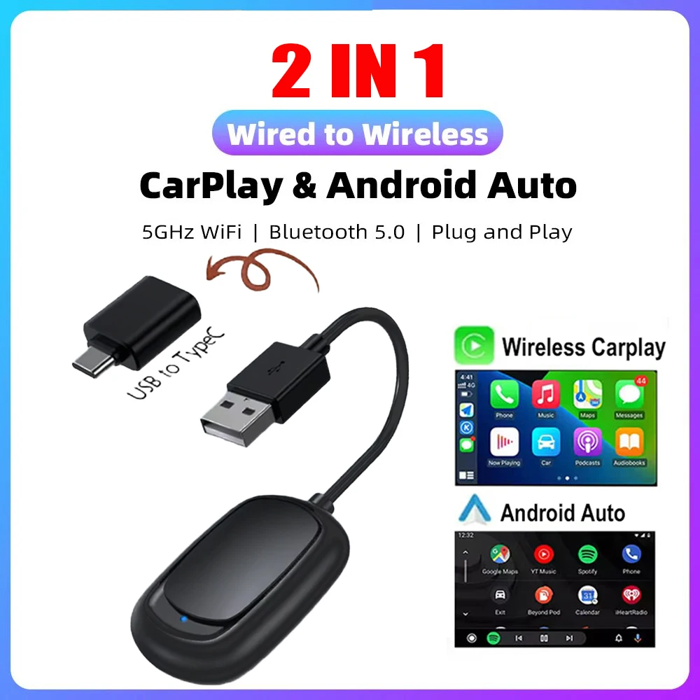 2 In 1 CarPlay & Android Auto Mini Ai Box Wireless Carplay Adapter Wired to Wireless Bluetooth WiFi Connect Plug and Play
2 In 1 CarPlay & Android Auto Mini Ai Box Wireless Carplay Adapter Wired to Wireless Bluetooth WiFi Connect Plug and Play