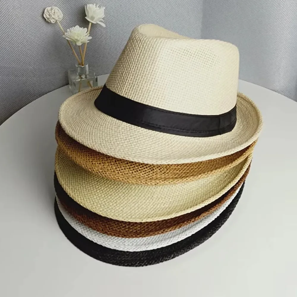 Fashion Men Straw Hat for Women Summer Trendy Beach Sun Hats Solid Color Fedoras Ribbon Casual Cowboy Jazz Cap Gangster Cap Male
Fashion Men Straw Hat for Women Summer Trendy Beach Sun Hats Solid Color Fedoras Ribbon Casual Cowboy Jazz Cap Gangster Cap Male