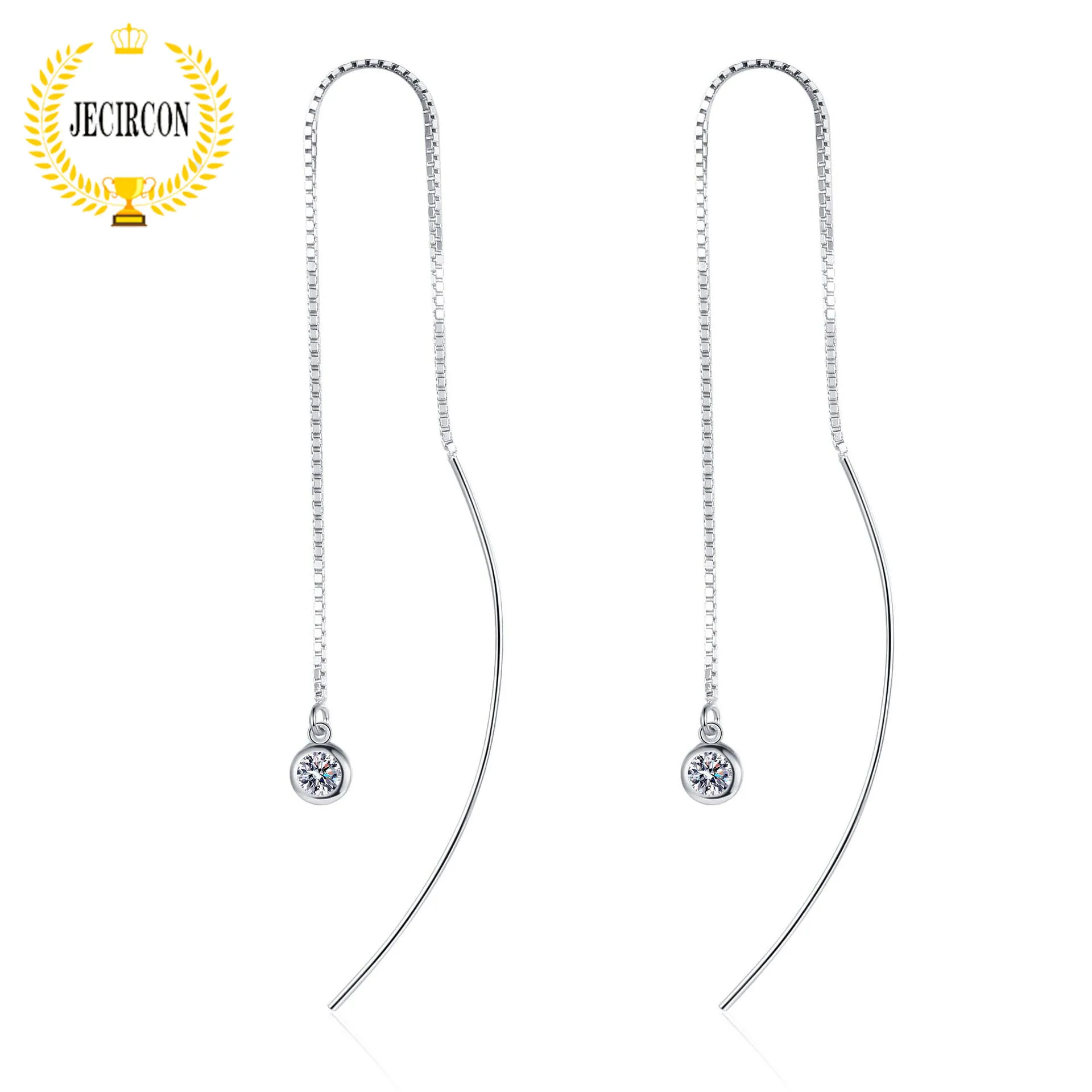 JECIRCON Single 0.1 Carat Round Moissanite Drop Earrings for Women 925 Sterling Silver All-match Tassel Ear Pendants Ear Line
JECIRCON Single 0.1 Carat Round Moissanite Drop Earrings for Women 925 Sterling Silver All-match Tassel Ear Pendants Ear Line