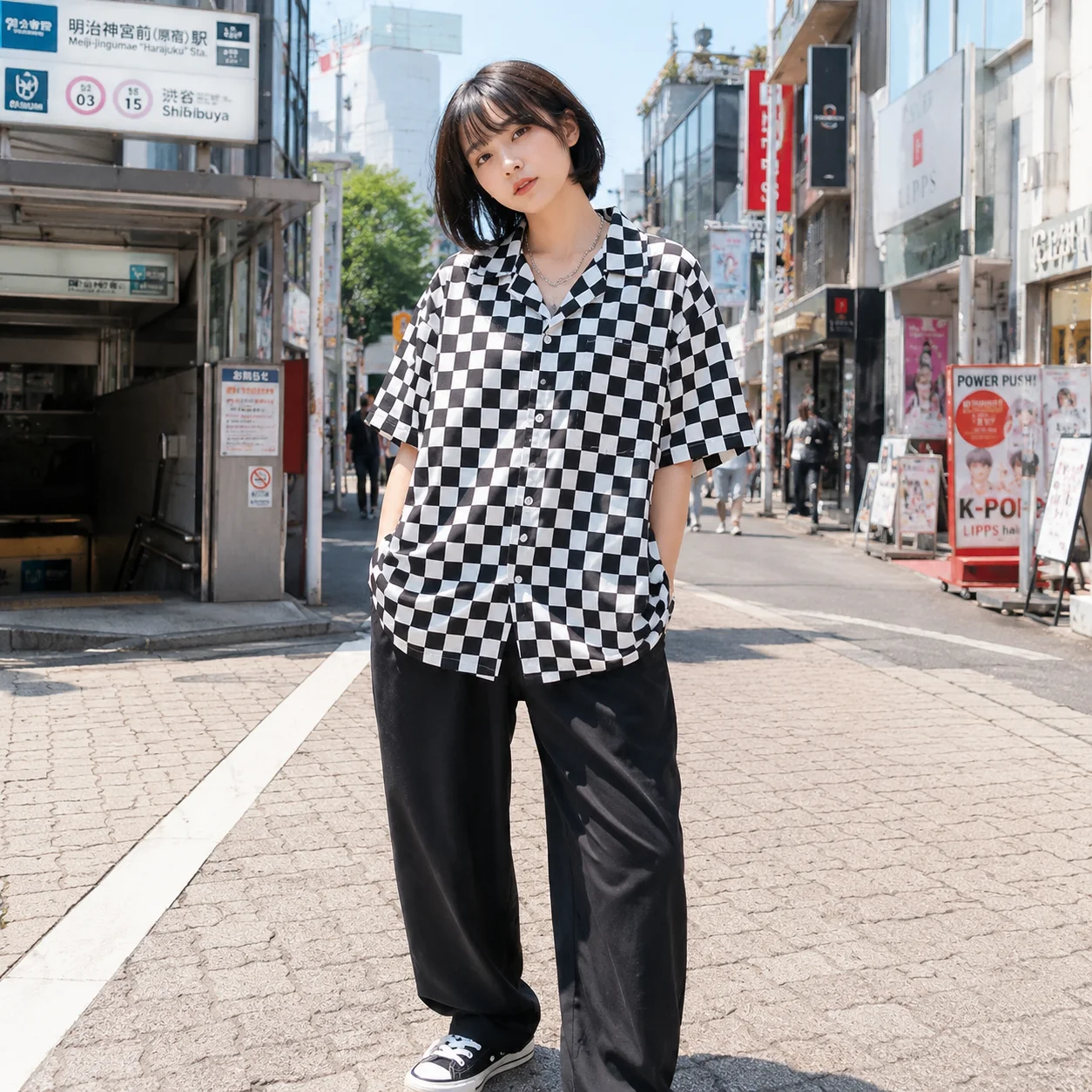 Checkerboard Oversized Shirt Women Korean Harajuku Loose Short Sleeve Button Up Blouse Casual Black White Plaid Top Summer Tees
Checkerboard Oversized Shirt Women Korean Harajuku Loose Short Sleeve Button Up Blouse Casual Black White Plaid Top Summer Tees