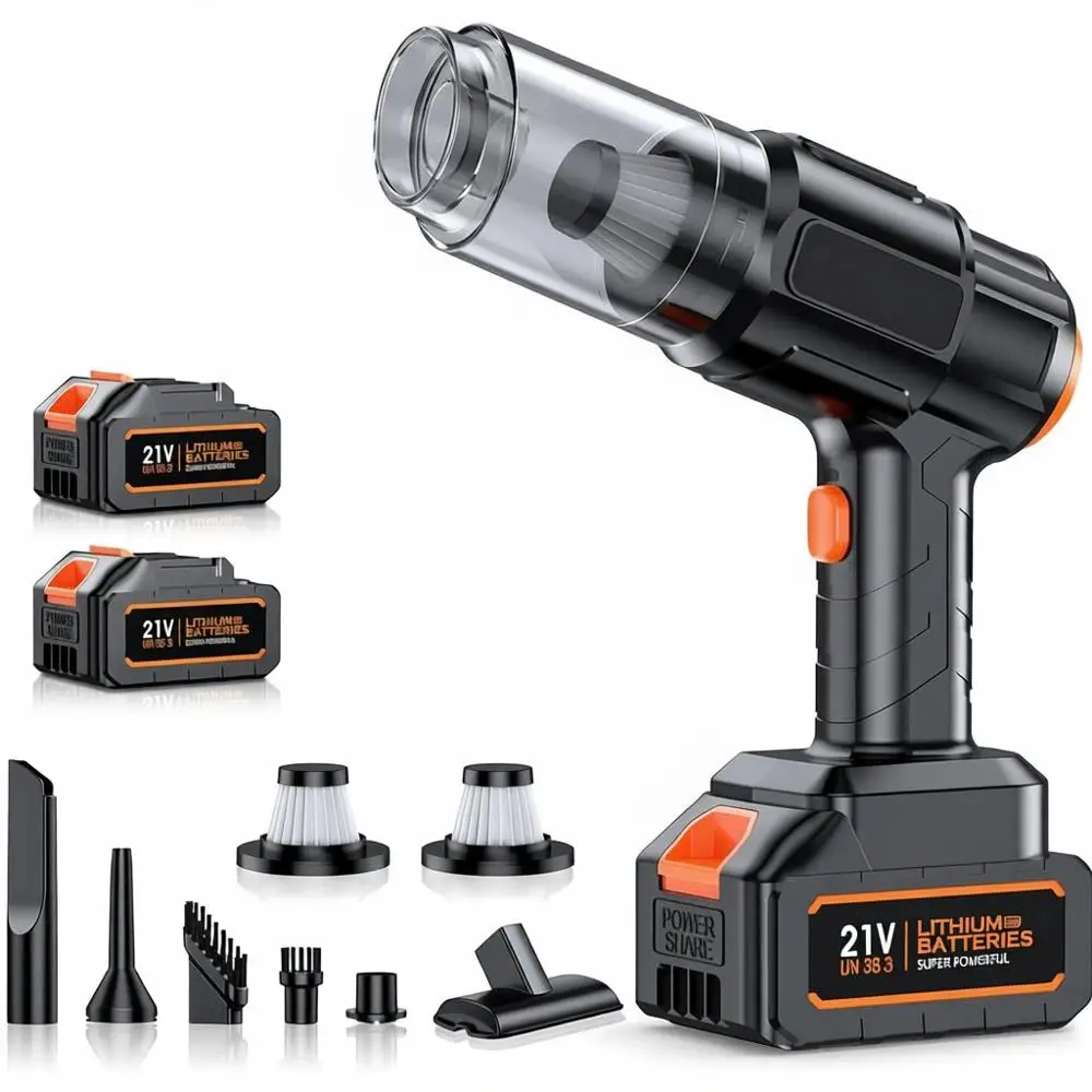 Portable 50000Pa High Power Rechargeable Vacuum Cleaner, 2 Batteries, 6-in-1 for Home, Car, Pet Hair, Graphite Black
Portable 50000Pa High Power Rechargeable Vacuum Cleaner, 2 Batteries, 6-in-1 for Home, Car, Pet Hair, Graphite Black