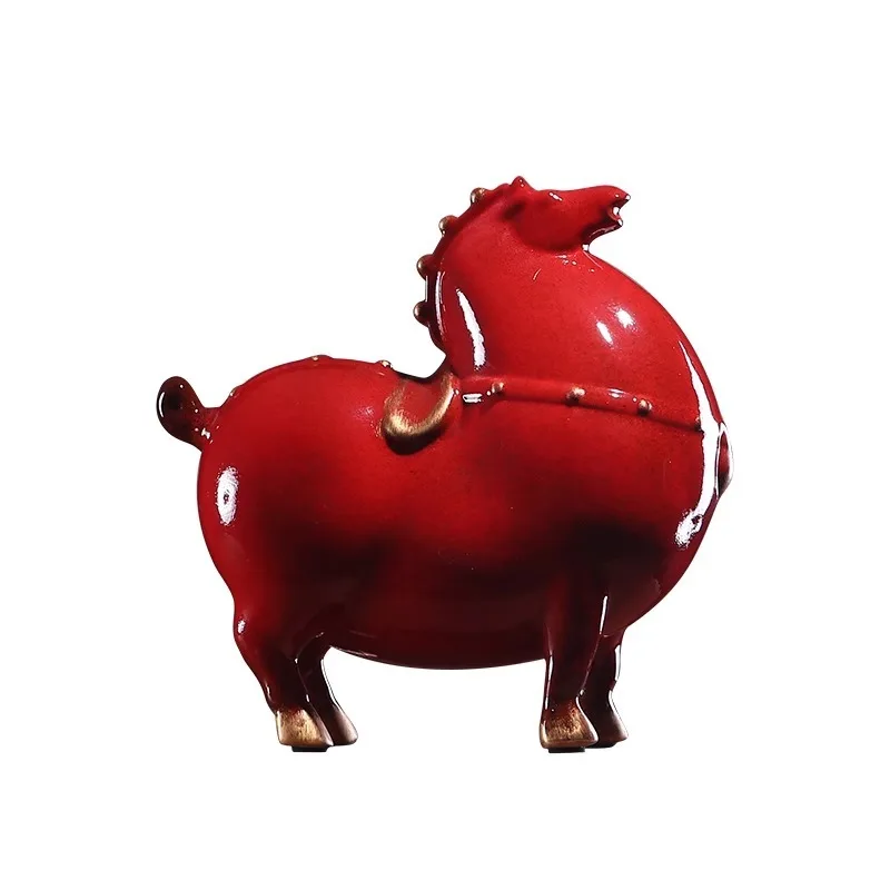 Creative ceramic retro Tangma ornament, red horse and black horse living room Chinese style
Creative ceramic retro Tangma ornament, red horse and black horse living room Chinese style