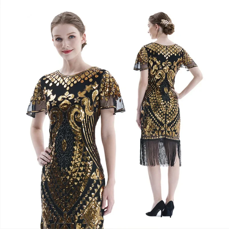 2025 New Hand Embroidered Pearl Sequin Short Sleeve Curled Party Dress 1920 Tassel Dress Party
2025 New Hand Embroidered Pearl Sequin Short Sleeve Curled Party Dress 1920 Tassel Dress Party