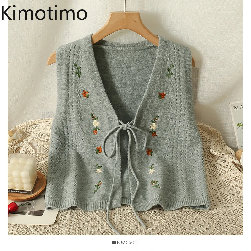 Kimotimo Vintage Embroidery Flower Knit Vest Women Autumn New Lace Up V Neck Overlap Sweater Cardigan Sweet Slim Fit Short Top
Kimotimo Vintage Embroidery Flower Knit Vest Women Autumn New Lace Up V Neck Overlap Sweater Cardigan Sweet Slim Fit Short Top