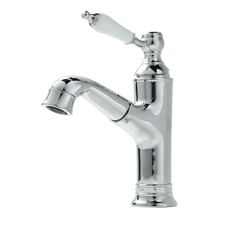 French retro all-copper pullable washbasin faucet under the counter basin hot and cold single-hole faucet bathroom cabinet 
French retro all-copper pullable washbasin faucet under the counter basin hot and cold single-hole faucet bathroom cabinet