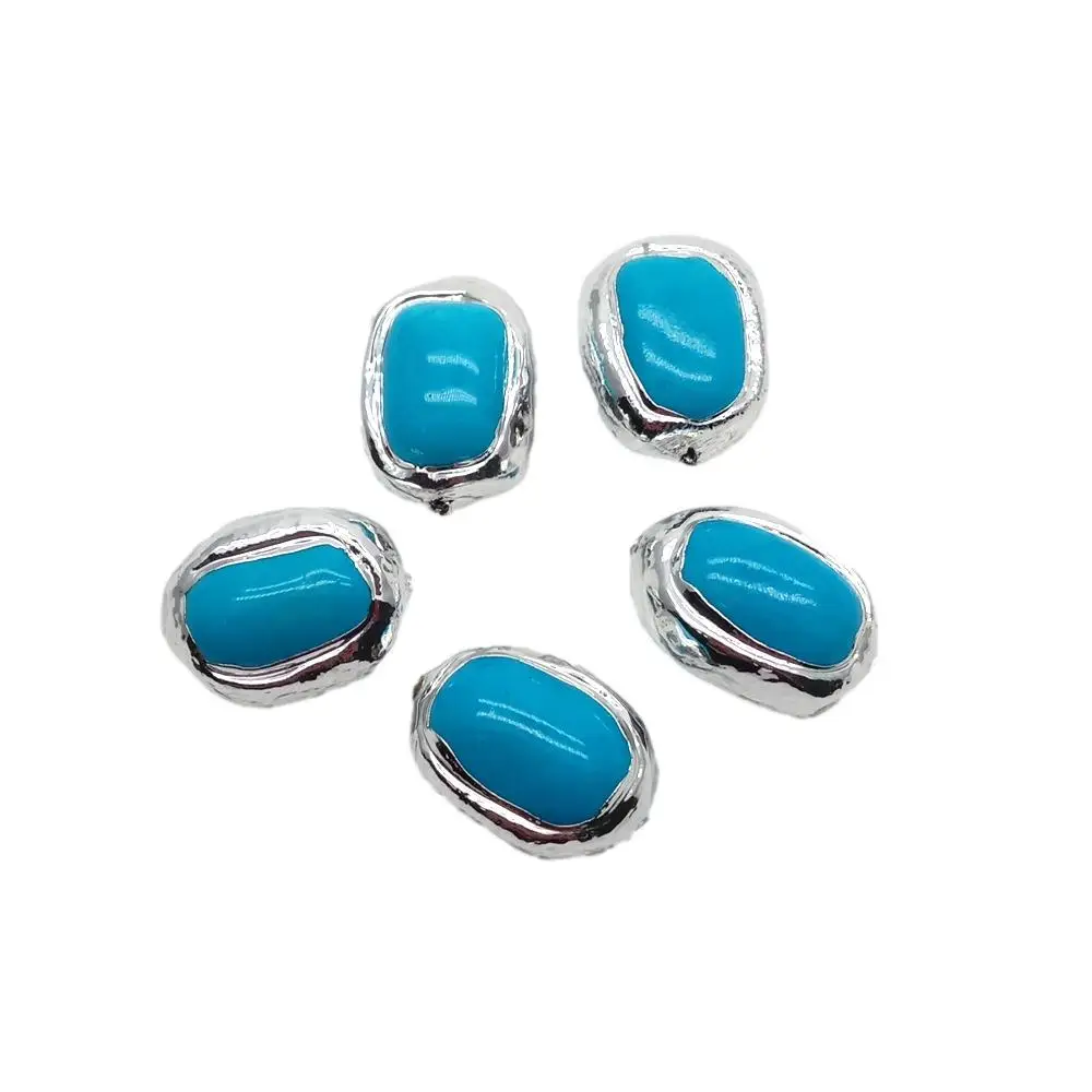 10 Pcs Blue Turquoise White Gold Plated Egg Beads For Bracelet Jewelry Findings
10 Pcs Blue Turquoise White Gold Plated Egg Beads For Bracelet Jewelry Findings