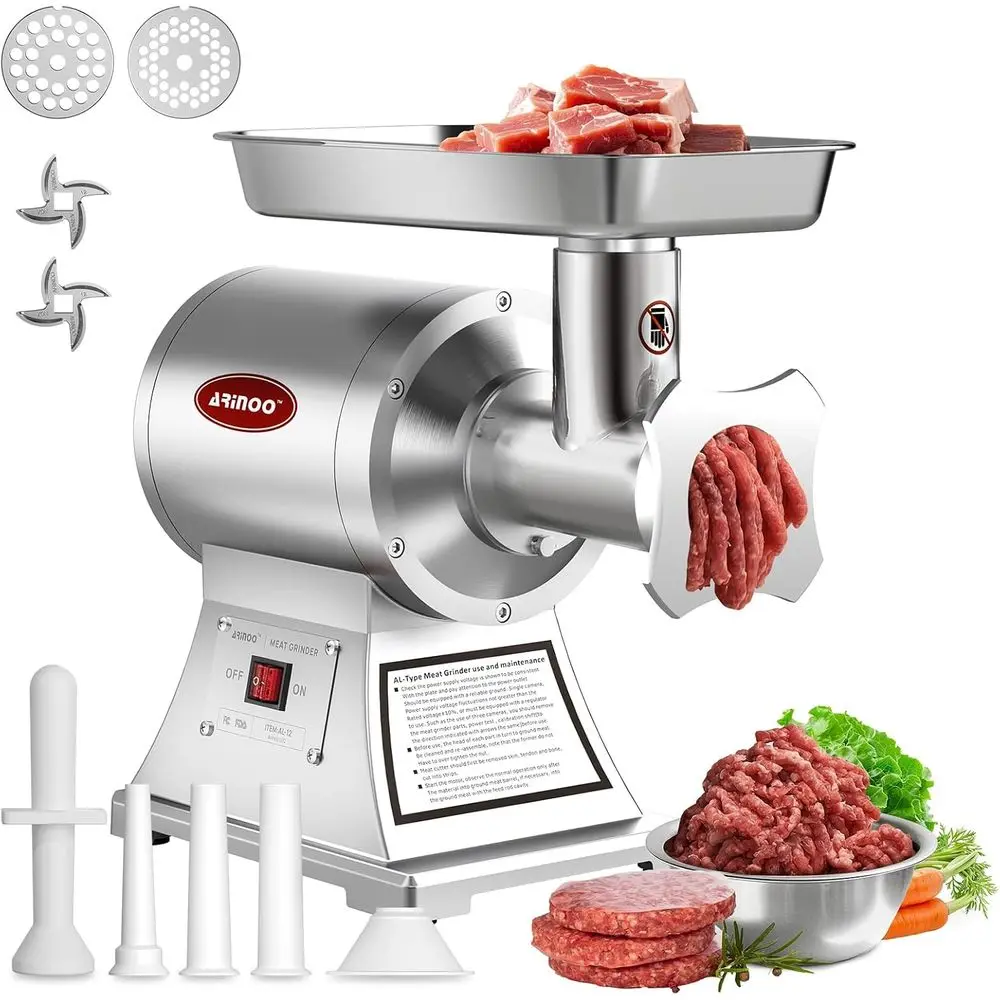 Commercial Meat Grinder #12, 0.9HP Heavy Duty StainlSteel Industrial Meat Mincer w/2 Blades & Meat Pusher,Electric Meat Grinders
Commercial Meat Grinder #12, 0.9HP Heavy Duty StainlSteel Industrial Meat Mincer w/2 Blades & Meat Pusher,Electric Meat Grinders