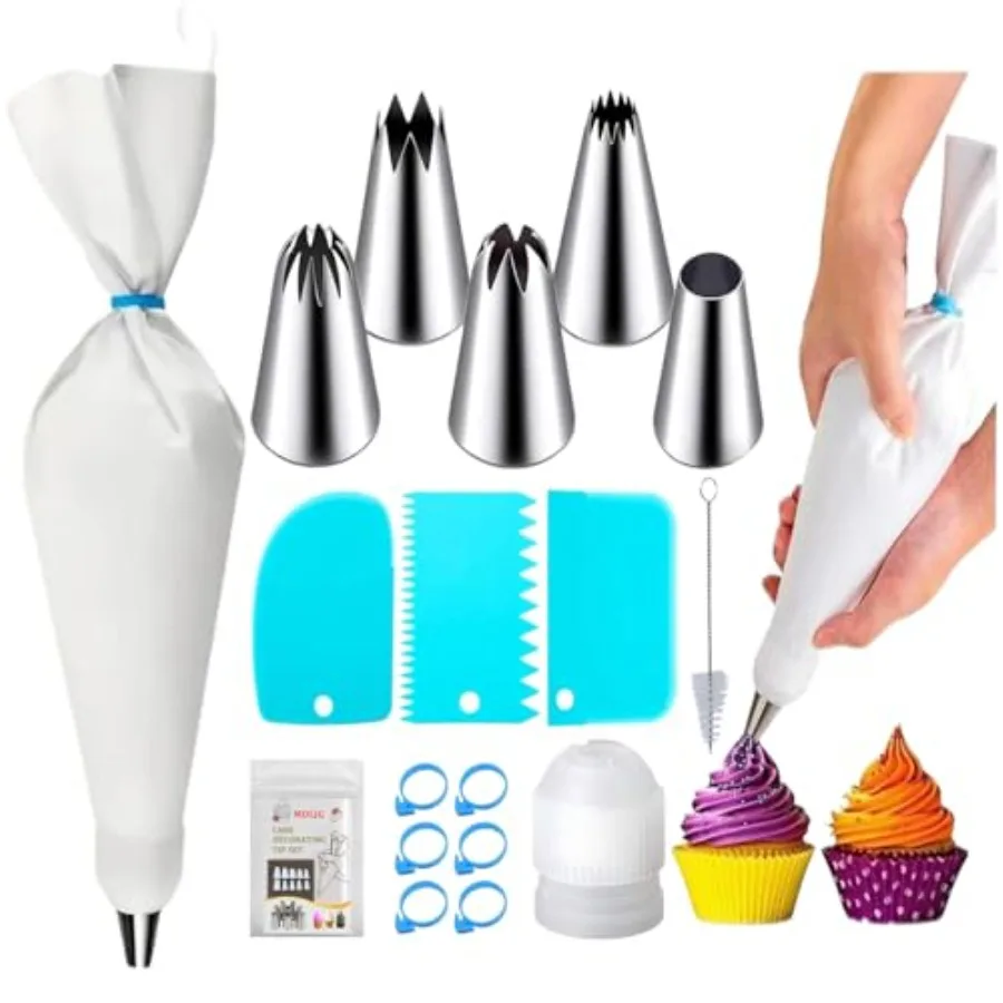 17 Pcs Reusable Piping Bags and Tips Set, Professional Cake Decorating Supplies with Standard Couplers and Silicone Rings, Fros
17 Pcs Reusable Piping Bags and Tips Set, Professional Cake Decorating Supplies with Standard Couplers and Silicone Rings, Fros