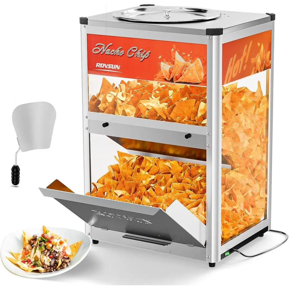Nacho Chip Warmer, Nacho Machine Countertop Food Warmer Display Case with Warming Light, Glass Door, Scoop & Removable Deflectio
Nacho Chip Warmer, Nacho Machine Countertop Food Warmer Display Case with Warming Light, Glass Door, Scoop & Removable Deflectio