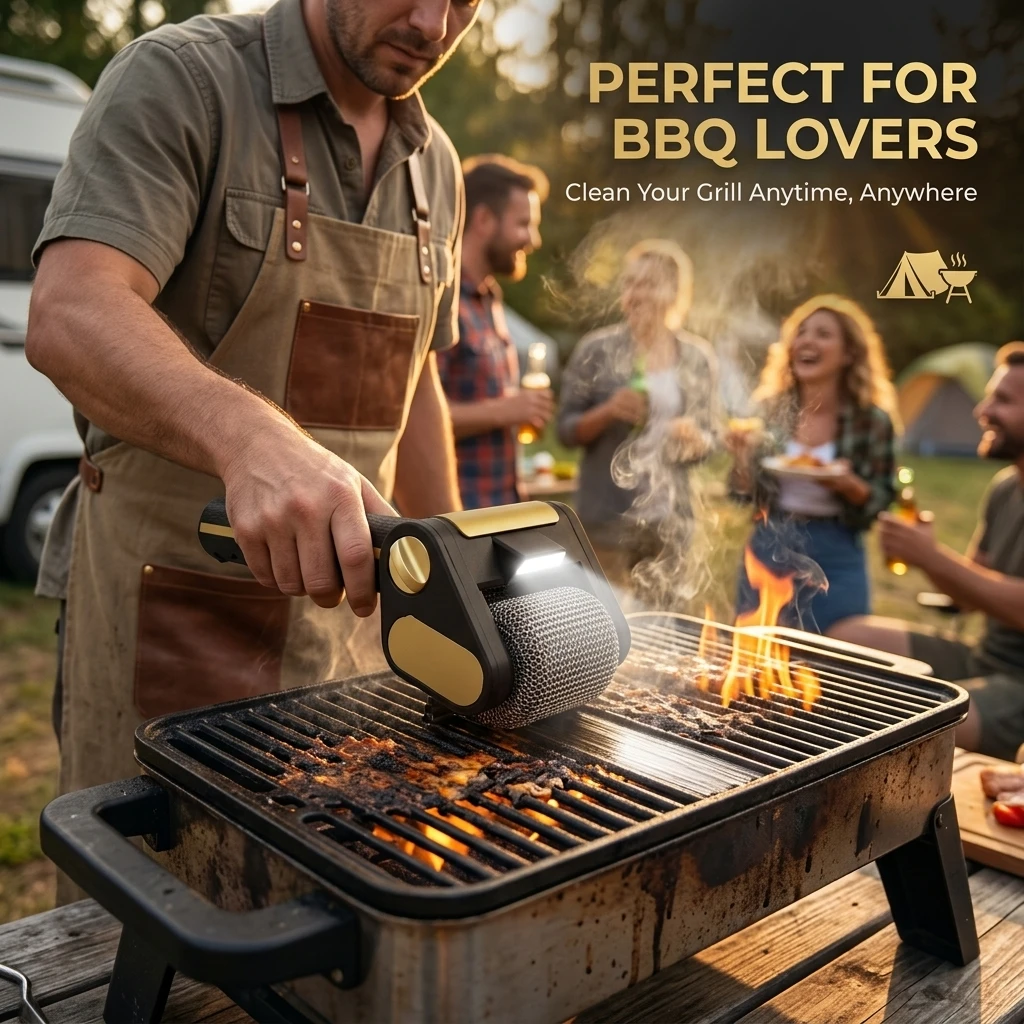 Rechargeable Electric Grill Cleaner Stainless Steel with LED Light BBQ Cleaning Brush Detachable Roller Grill Cleaner Brush
Rechargeable Electric Grill Cleaner Stainless Steel with LED Light BBQ Cleaning Brush Detachable Roller Grill Cleaner Brush