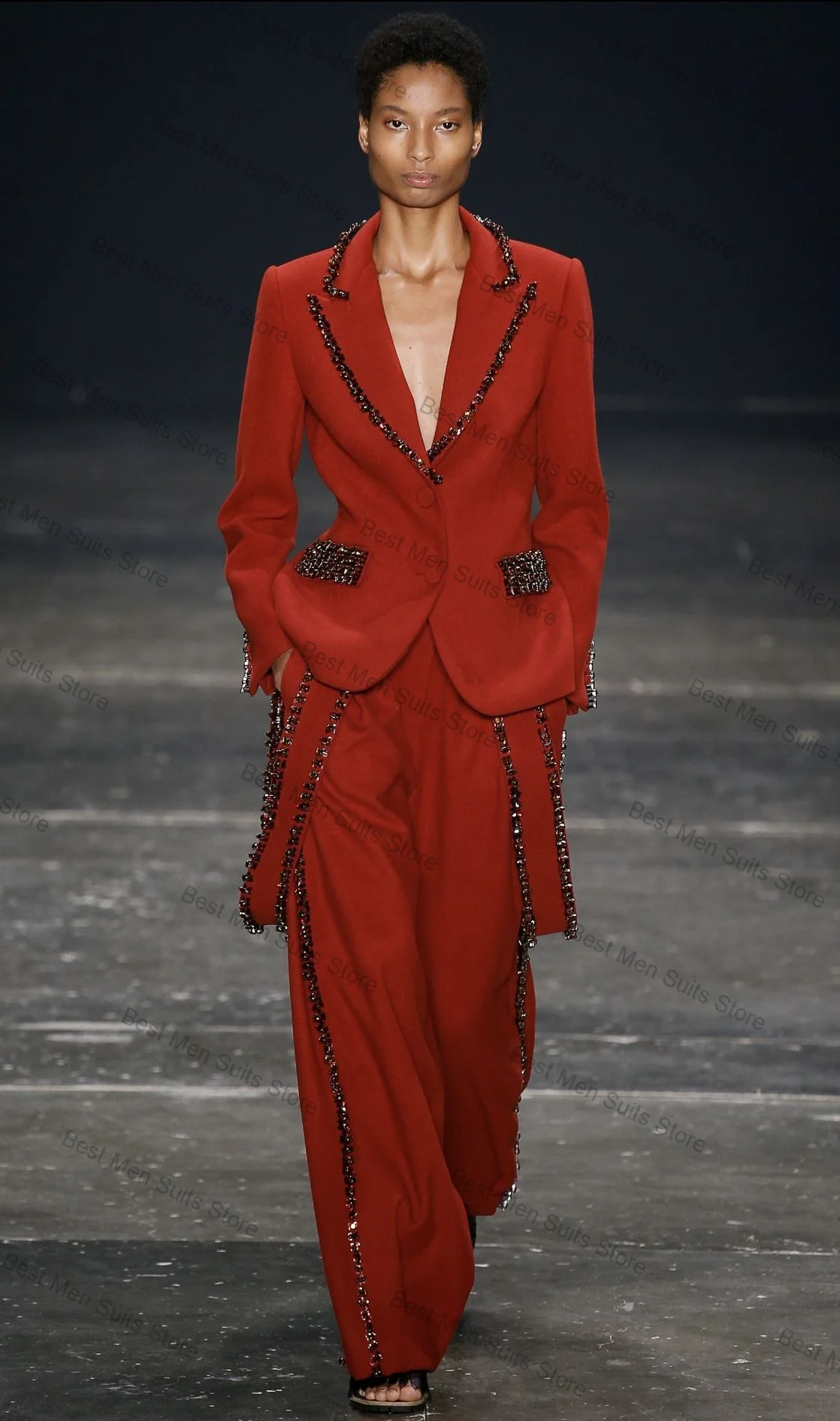 Catwalk Crystals Red Women Suit Set 2 Piece Blazer Pants Trousers Formal Office Jacket Customized Wedding Tuxedos Cotton Coat
Catwalk Crystals Red Women Suit Set 2 Piece Blazer Pants Trousers Formal Office Jacket Customized Wedding Tuxedos Cotton Coat