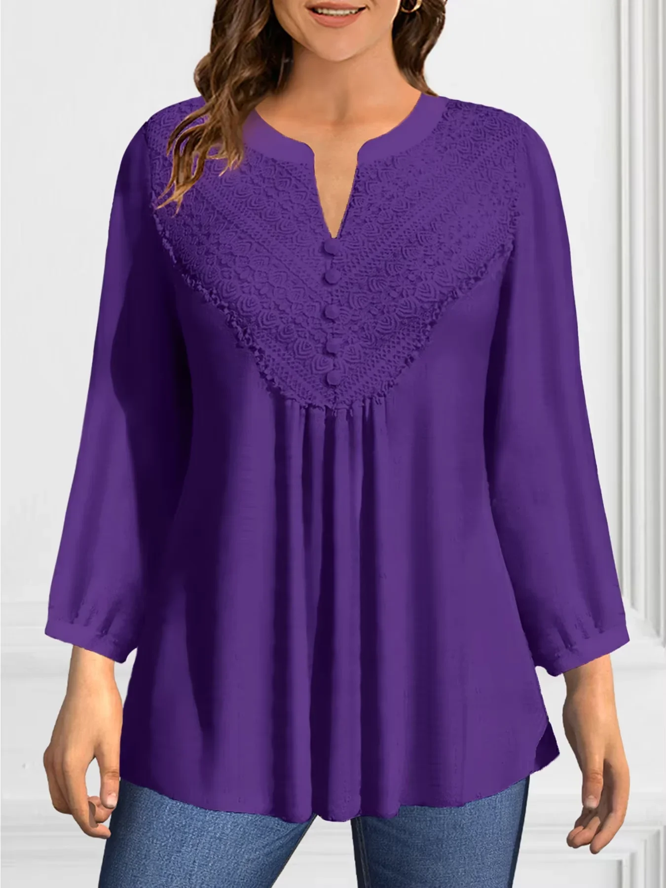 Plus Size Shirt for Women Solid Elegant Casual V-Neck Puff Sleeve Ruched Chiffon Tops Long Sleeve Fashion Tops Spring 2025
Plus Size Shirt for Women Solid Elegant Casual V-Neck Puff Sleeve Ruched Chiffon Tops Long Sleeve Fashion Tops Spring 2025