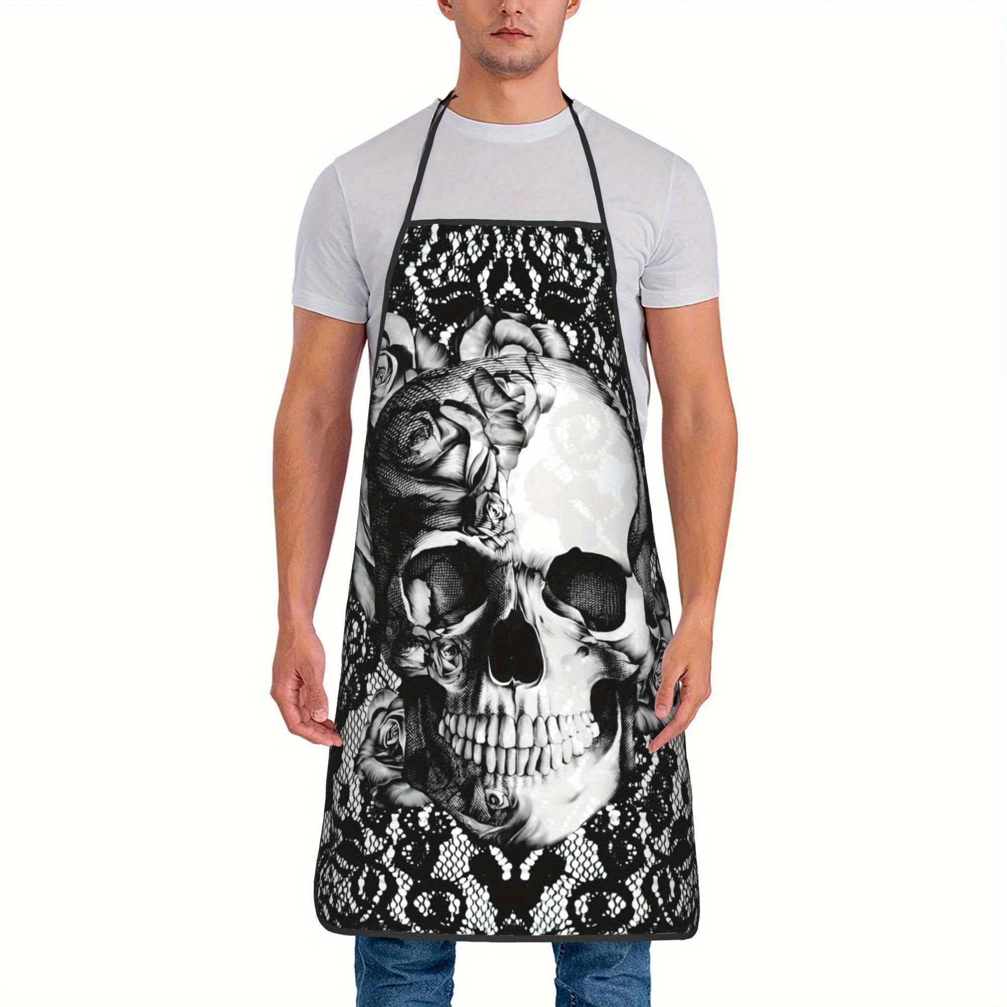 1 шт., готический кружевной фартук с черепом и регулируемой шеей и талией, большой кухонный фартук с карманом, черный и белый
1 шт., готический кружевной фартук с черепом и регулируемой шеей и талией, большой кухонный фартук с карманом, черный и белый