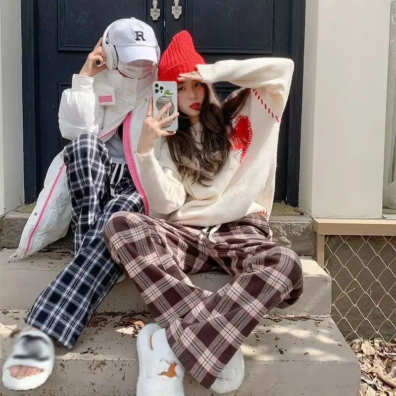 Autumn/Winter Plaid Pants Women's Casual Straight Trousers for Male/Female Harajuku Hip-hop Pants Women's Woolen Plaid Pants
Autumn/Winter Plaid Pants Women's Casual Straight Trousers for Male/Female Harajuku Hip-hop Pants Women's Woolen Plaid Pants