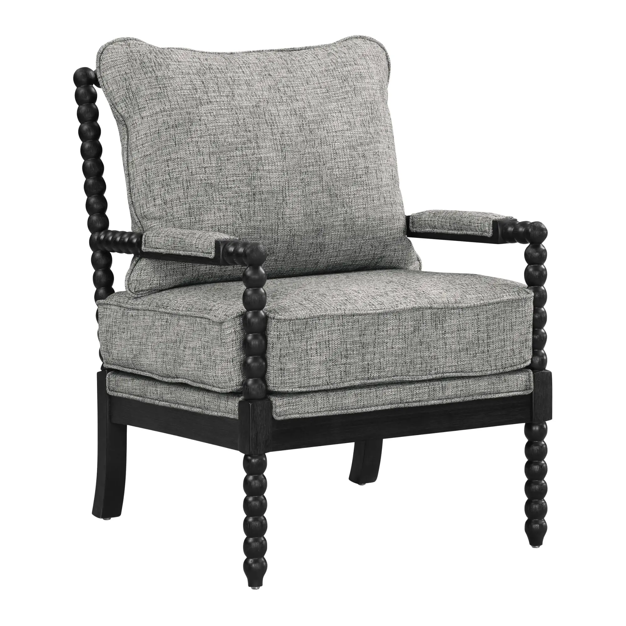 Spindle Accent Chair Graphite Grey Fabric Black Wood Frame
Spindle Accent Chair Graphite Grey Fabric Black Wood Frame