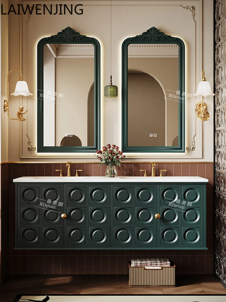 HLZ retro bathroom cabinet combination bathroom rock slab integrated basin washbasin
HLZ retro bathroom cabinet combination bathroom rock slab integrated basin washbasin