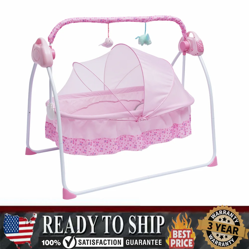 

Electric Baby Cradle Swing Sleeping Rocking Basket Bassinet Newborn Crib Bed W/ MP3 Music Soothing Artifact Bassinet