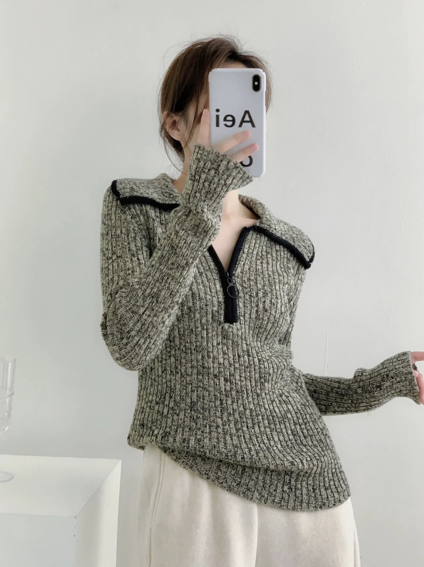 Flow Gaga Zipper Collar Knitted Sweater Women's Autumn Winter Lazy Long Sve V-ne Base Knitted irt Slim Fit Collar
Flow Gaga Zipper Collar Knitted Sweater Women's Autumn Winter Lazy Long Sve V-ne Base Knitted irt Slim Fit Collar