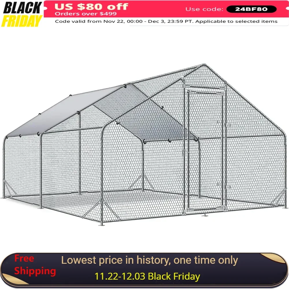 10’ W X 13’ L X 6.5’ H Chicken Coop, Walk-in Poultry Cage Hen House with Waterproof & Anti-UV Cover, Heavy Duty Chicken Runs
10’ W X 13’ L X 6.5’ H Chicken Coop, Walk-in Poultry Cage Hen House with Waterproof & Anti-UV Cover, Heavy Duty Chicken Runs