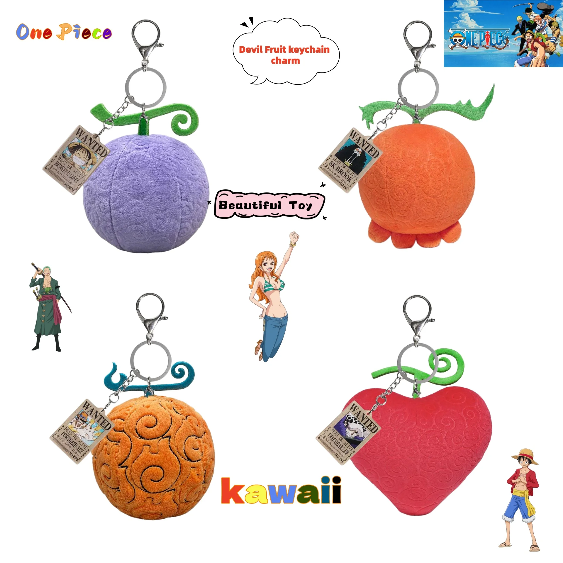 New One Piece Anime Character Luffy Keychain Cartoon Cute Devil Fruit Creative Design Backpack Pendant Decoration Gift Toy
New One Piece Anime Character Luffy Keychain Cartoon Cute Devil Fruit Creative Design Backpack Pendant Decoration Gift Toy