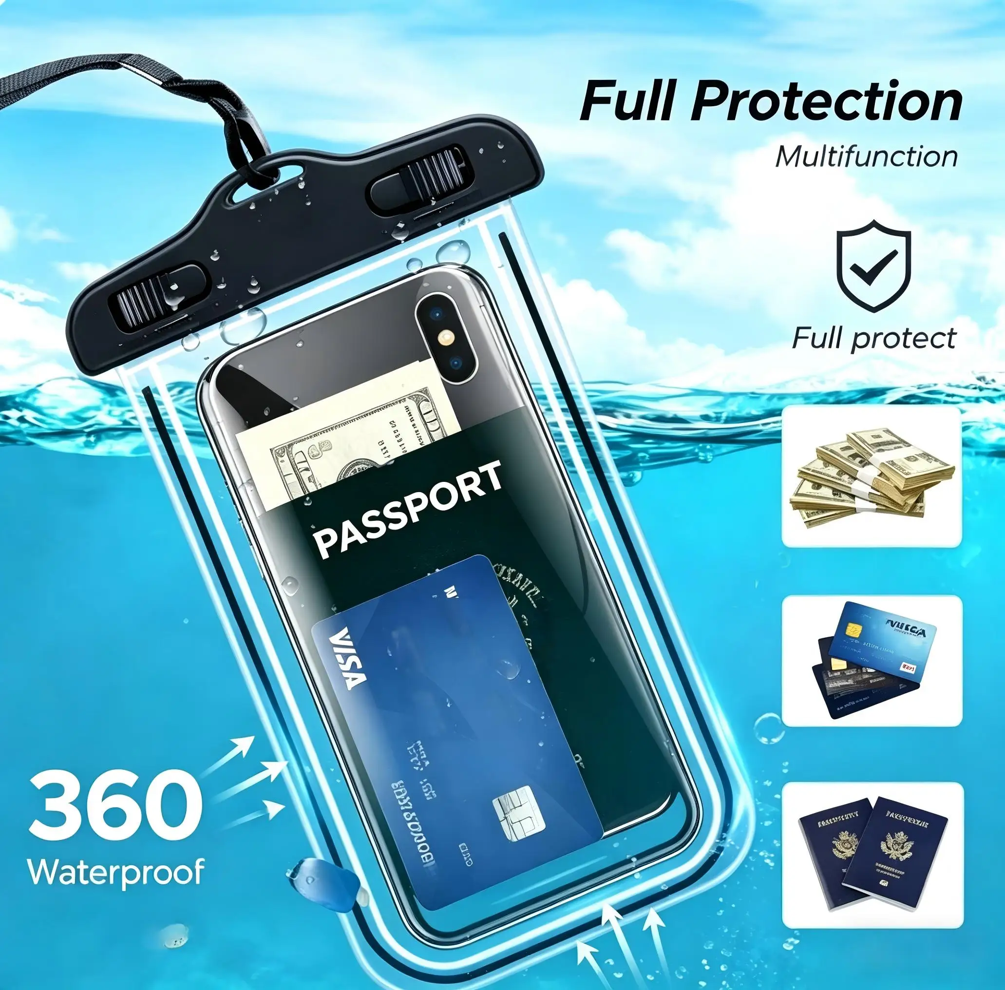 Floating Airbag Waterproof Phone Pouch, Outdoor Waterproof Bag for Drifting, Diving and Swimming, Underwater Phone Protect
Floating Airbag Waterproof Phone Pouch, Outdoor Waterproof Bag for Drifting, Diving and Swimming, Underwater Phone Protect