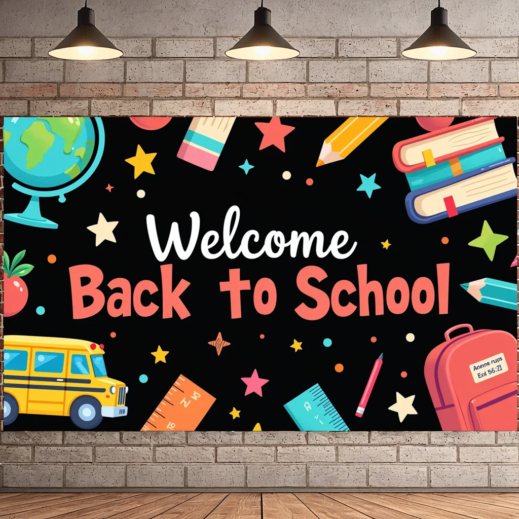 Back to School Welcome Banner Colorful Classroom Backdrop School Bus Globe Books Decorations Photography Background Props Party
Back to School Welcome Banner Colorful Classroom Backdrop School Bus Globe Books Decorations Photography Background Props Party