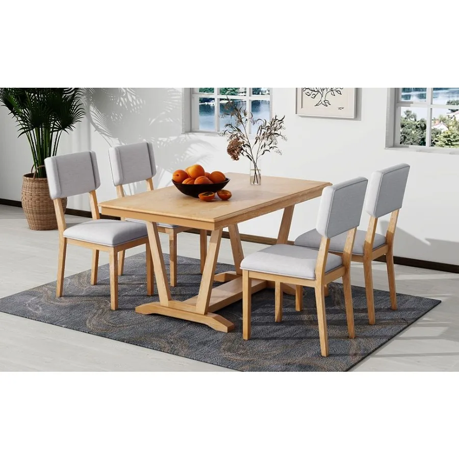 TOPMAX Rustic 5piece Dining Table Set with 4 Upholstered Chairs 59inch Rectangular Dining Table with Trestle Table Base Naural
TOPMAX Rustic 5piece Dining Table Set with 4 Upholstered Chairs 59inch Rectangular Dining Table with Trestle Table Base Naural