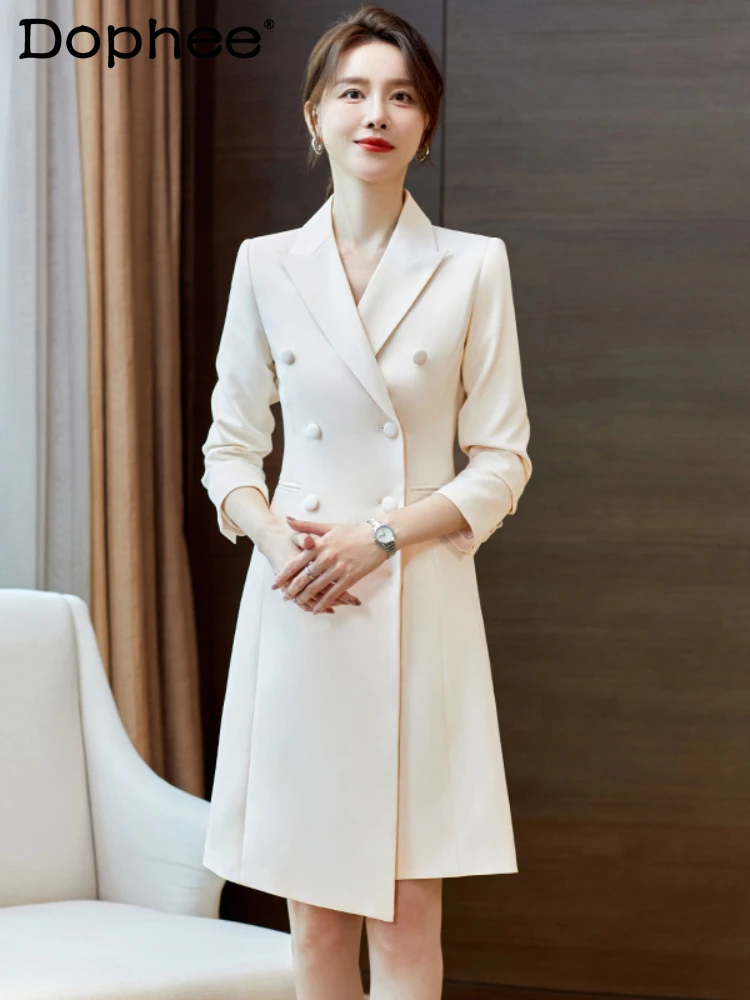 Office Lady Dress Formal Occasion Suit Dress Long Sleeve Double Breasted Solid Color Work Clothes for Women Spring and Autumn
Office Lady Dress Formal Occasion Suit Dress Long Sleeve Double Breasted Solid Color Work Clothes for Women Spring and Autumn