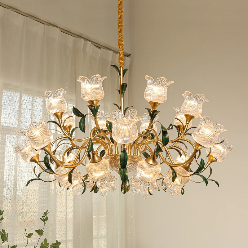 French retro living room chandelier transparent glass crystal light luxury designer cream wind high building mid-floor
French retro living room chandelier transparent glass crystal light luxury designer cream wind high building mid-floor