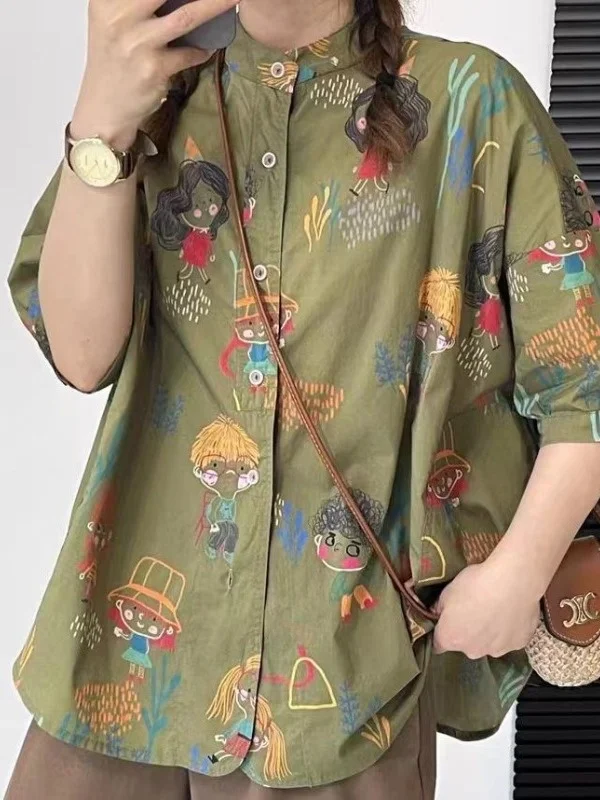 Summer 2026 Women's Sweet Sle ort Sve Printed irt Pure Cotton Thin Cotton Slimming Stand Collar Large Size irt
Summer 2026 Women's Sweet Sle ort Sve Printed irt Pure Cotton Thin Cotton Slimming Stand Collar Large Size irt